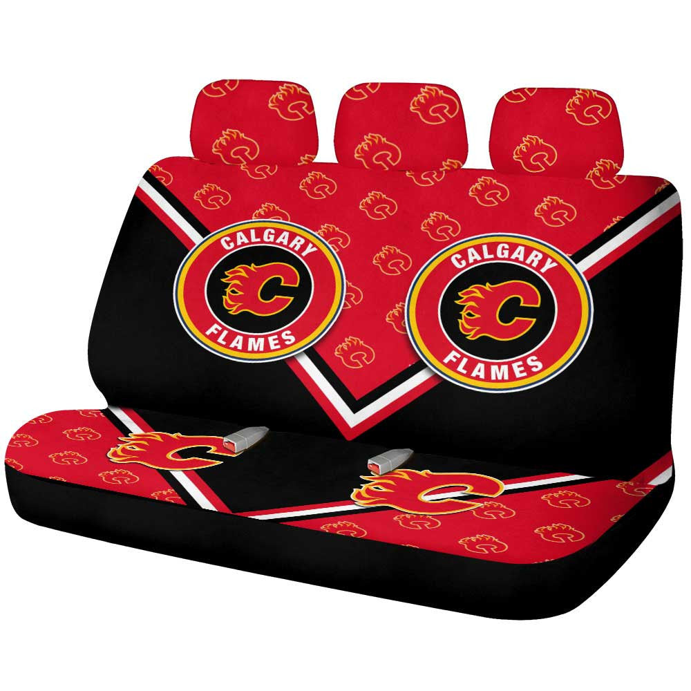 Calgary Flames Car Back Seat Cover Custom Car Accessories For Fans - Gearcarcover - 1