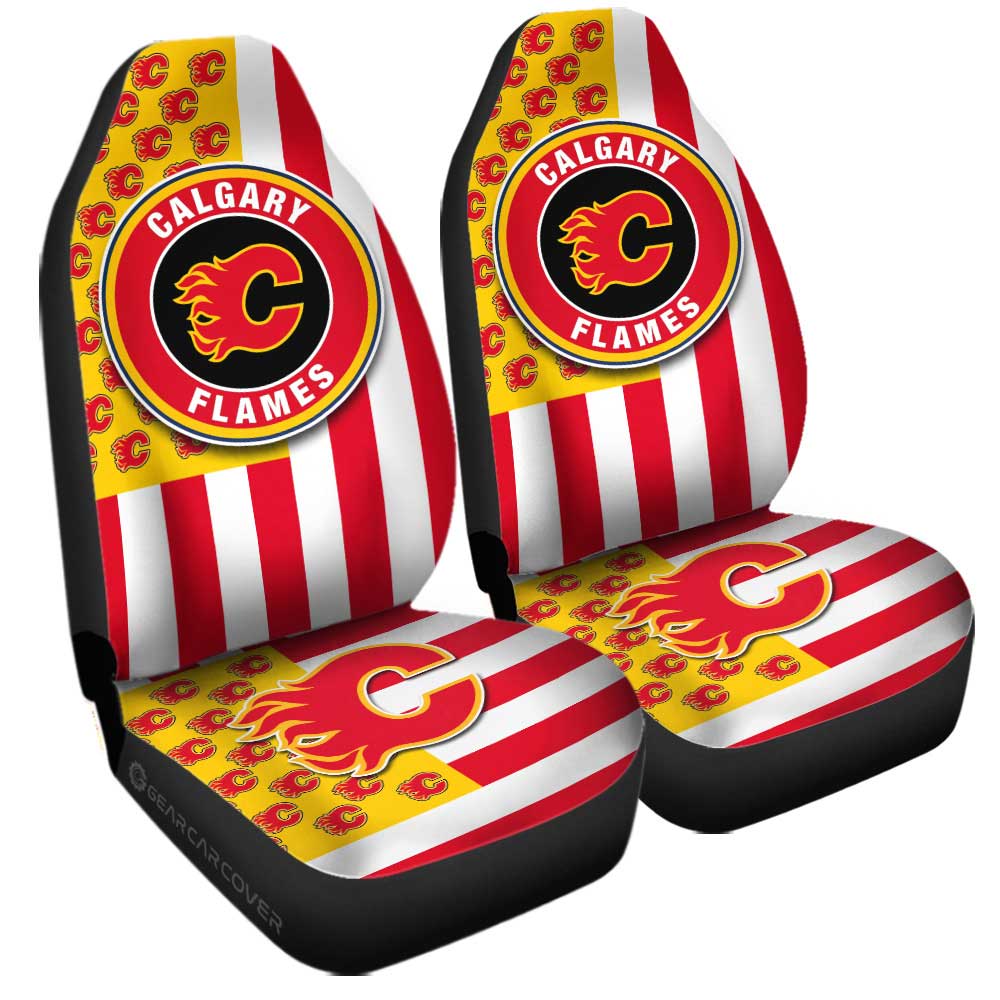 Calgary Flames Car Seat Covers Custom US Flag Style - Gearcarcover - 3