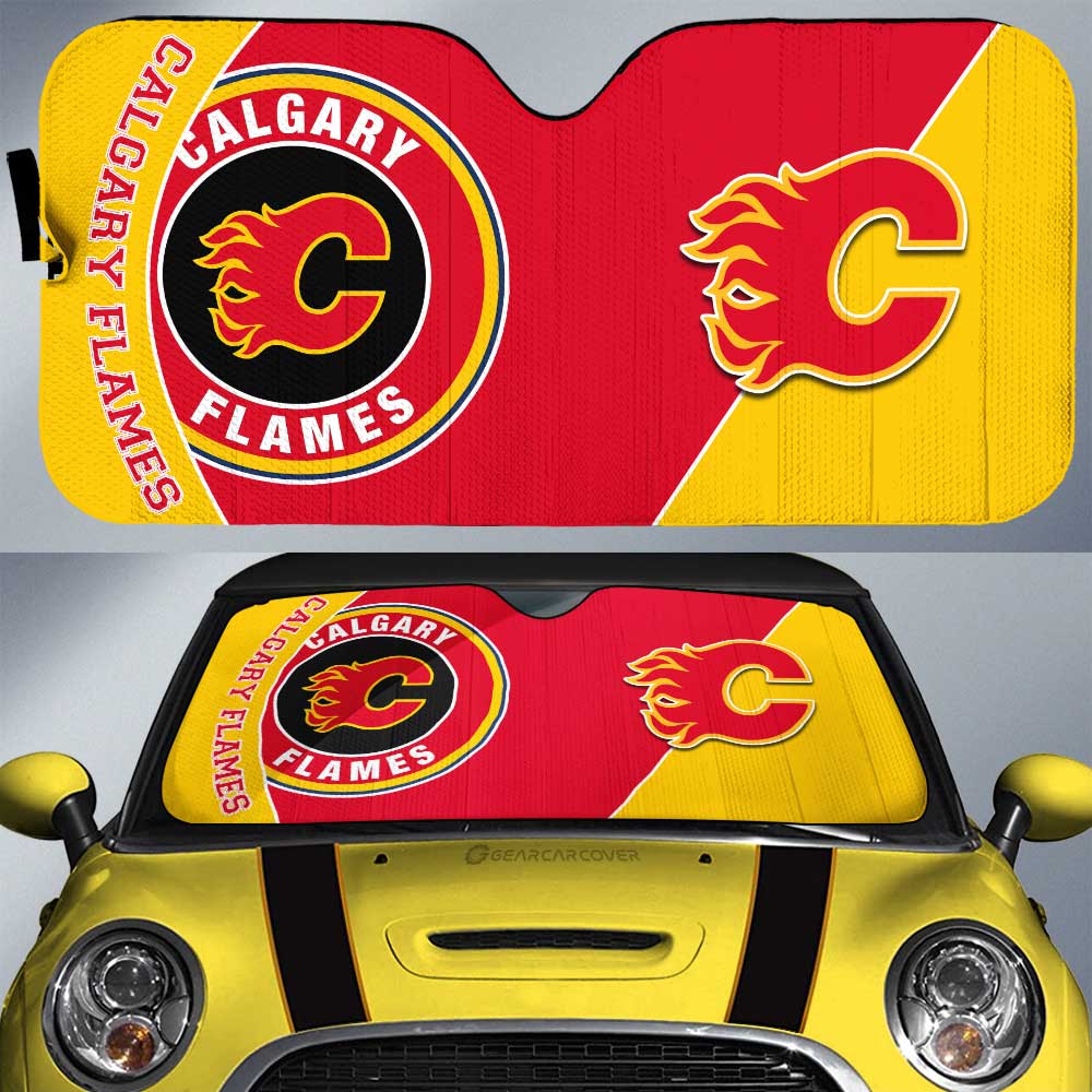 Calgary Flames Car Sunshade Custom Car Accessories For Fans - Gearcarcover - 1