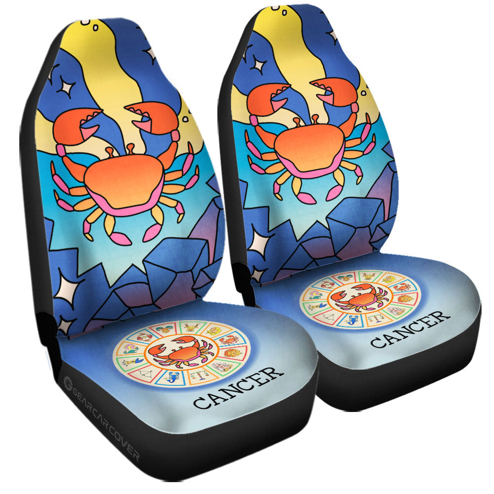 Cancer Colorful Car Seat Covers Custom Zodiac Car Accessories - Gearcarcover - 1