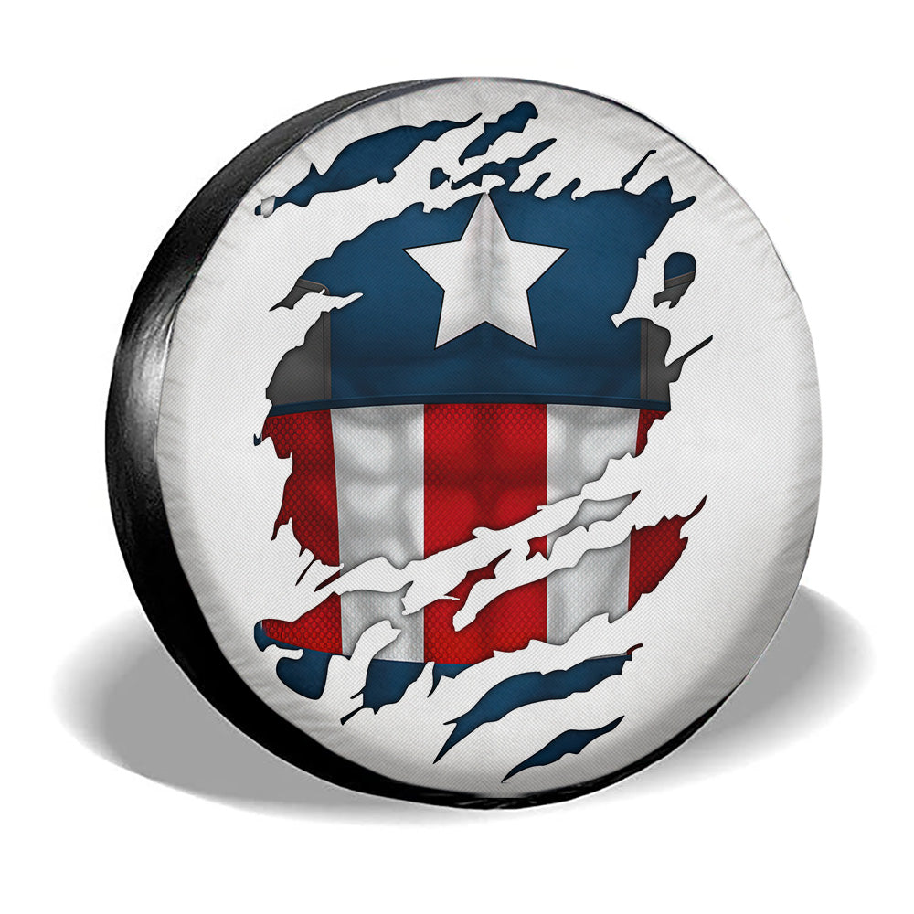 Captain America Spare Tire Cover Custom Uniform Car Accessories - Gearcarcover - 3