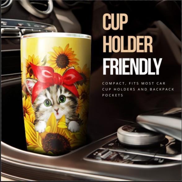 Cat Sunflower Custom Tumbler Stainless Steel - Gearcarcover - 3