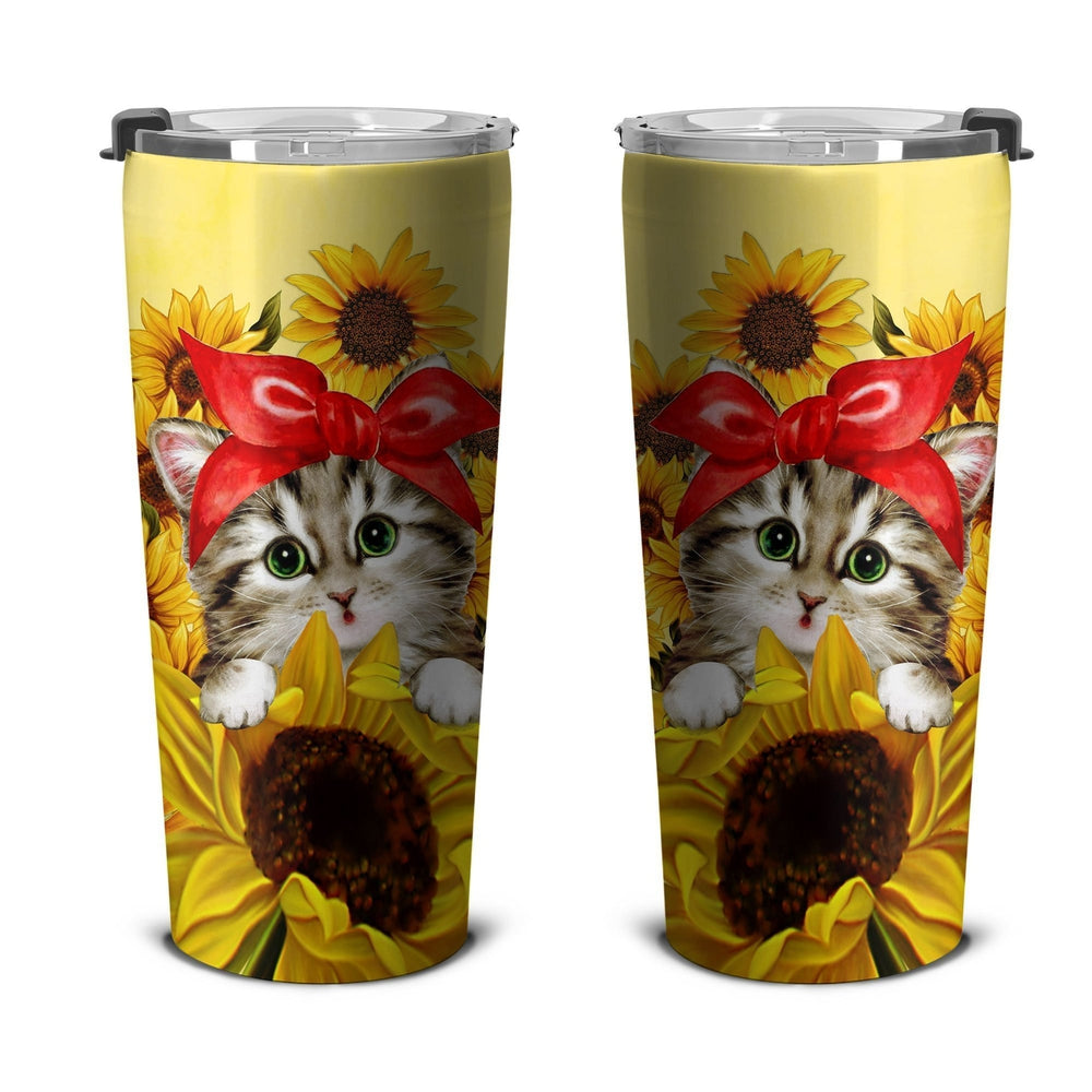 Cat Sunflower Custom Tumbler Stainless Steel - Gearcarcover - 4