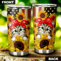 Cat Sunflower Tumbler Stainless Steel Custom American Flag - Gearcarcover - 2