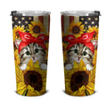 Cat Sunflower Tumbler Stainless Steel Custom American Flag - Gearcarcover - 4
