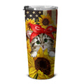 Cat Sunflower Tumbler Stainless Steel Custom American Flag - Gearcarcover - 6