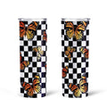 Checkerboard Butterfly Tall Glitter Tumbler Custom Pattern Car Accessories - Gearcarcover - 2