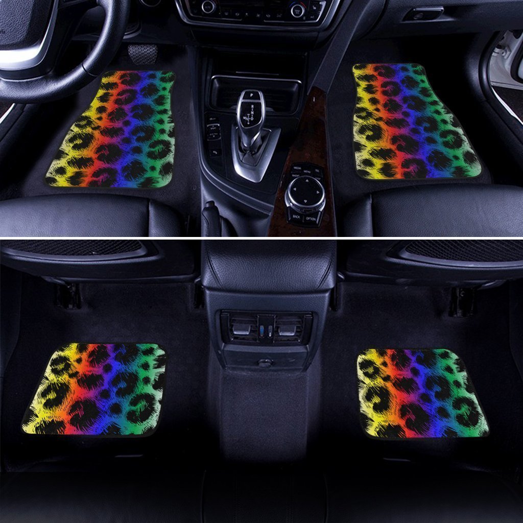 Cheetah Print Car Floor Mats Custom Rainbow Color Car Accessories - Gearcarcover - 3