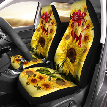 Chicken Sunflower Custom Car Seat Covers Animal Farm Car Accessories - Gearcarcover - 1