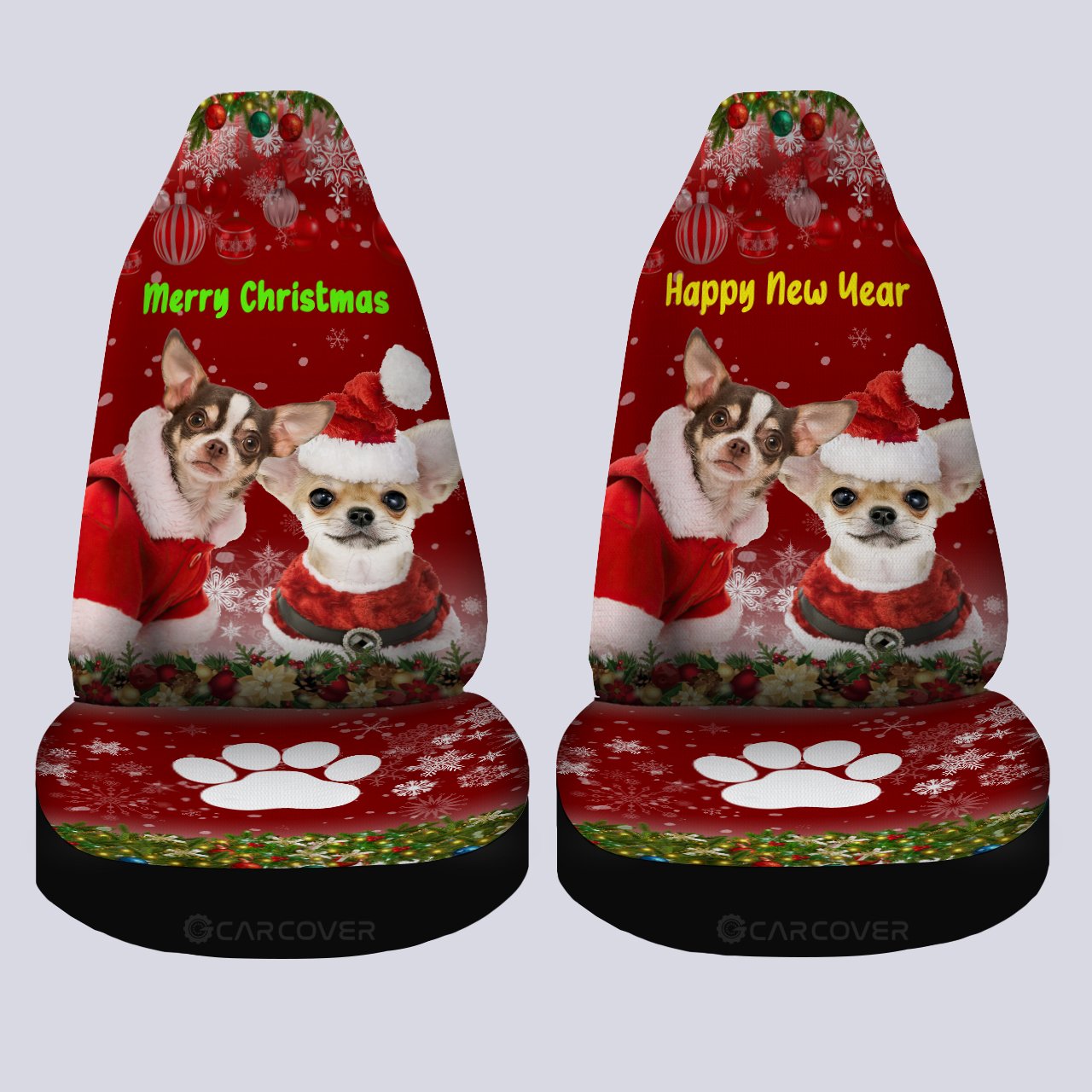 Chihuahuas Christmas Car Seat Covers Custom Car Accessories For Dog Lovers - Gearcarcover - 4