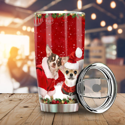 Chihuahuas Christmas Tumbler Cup Custom Car Accessories For Dog Lovers - Gearcarcover - 2