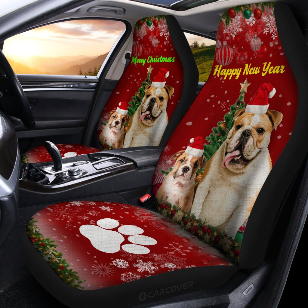 Christmas Bulldogs Car Seat Covers Custom Car Interior Accessories For Dog Lovers - Gearcarcover - 2