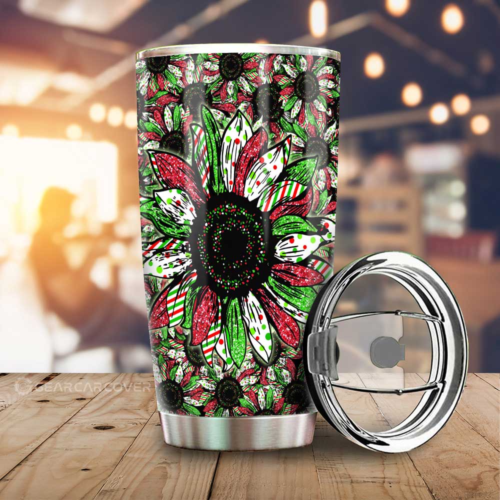 Christmas Sunflower Tumbler Cup Custom Car Decoration - Gearcarcover - 1