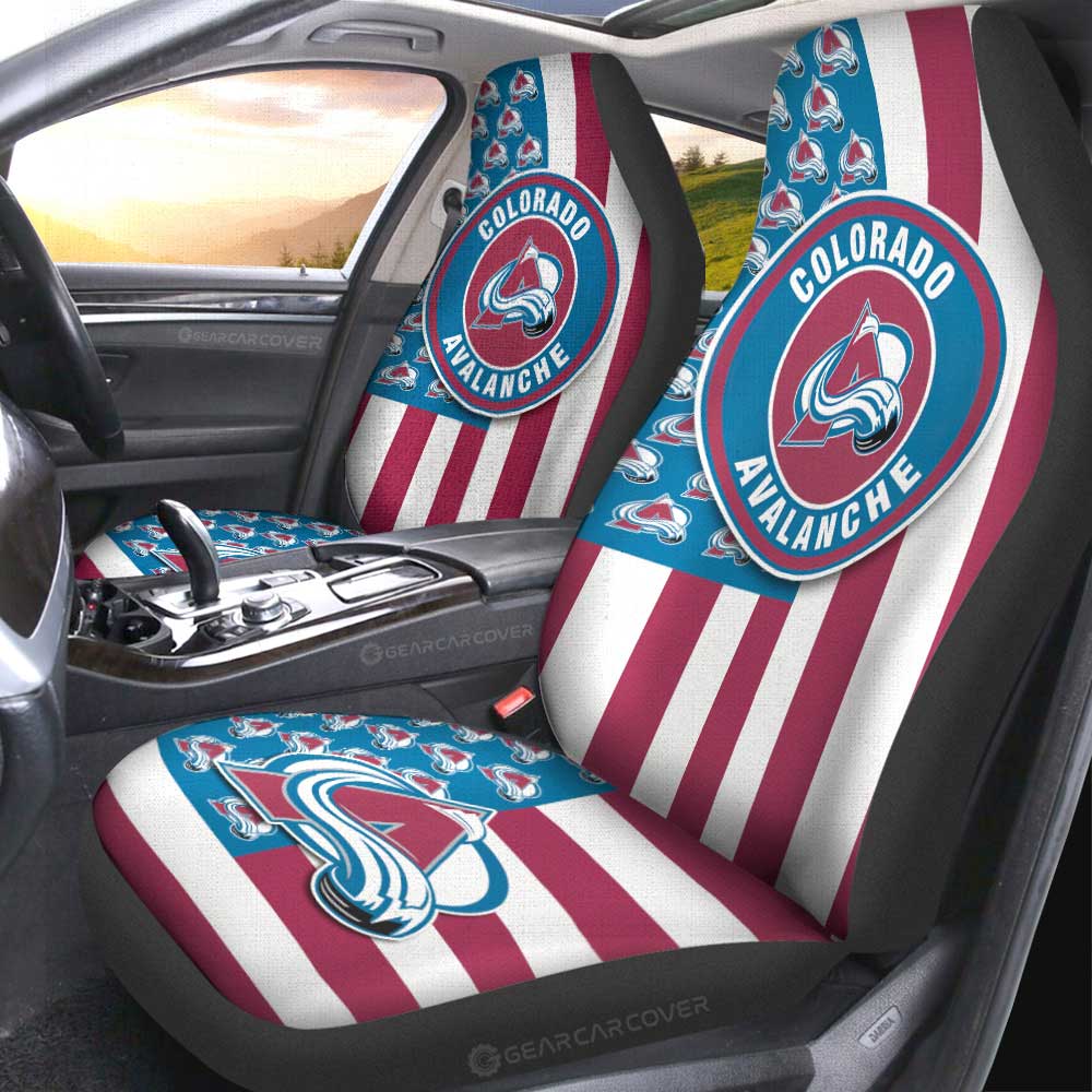 Colorado Avalanche Car Seat Covers Custom US Flag Style - Gearcarcover - 2