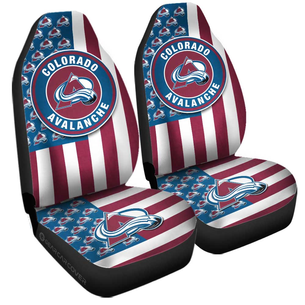 Colorado Avalanche Car Seat Covers Custom US Flag Style - Gearcarcover - 3