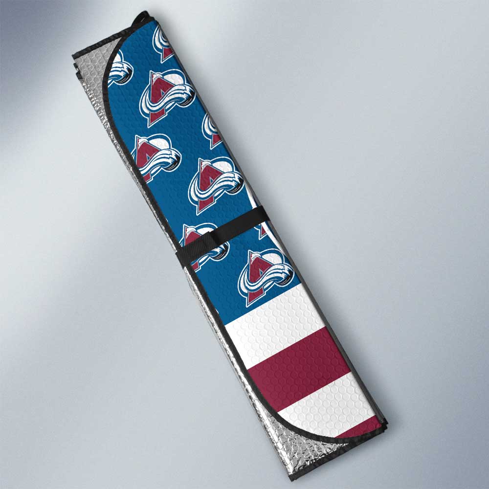 Colorado Avalanche Car Sunshade Custom US Flag Style - Gearcarcover - 3