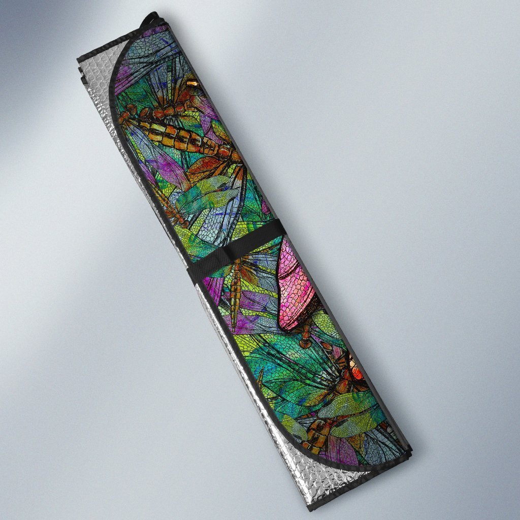Colorful Dragonfly Car Sunshade Custom Colorful Dragonfly Car Accessories Gift Idea - Gearcarcover - 2