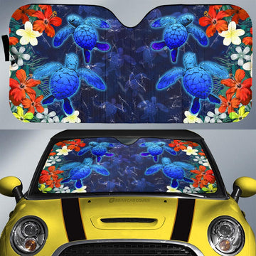 Couple Turtle Car Sunshade Custom Hibiscus Flowers Car Accessories - Gearcarcover - 1