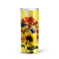 Cow Sunflower Custom Tall Glitter Tumbler - Gearcarcover - 3