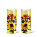 Cow Sunflower Custom Tall Glitter Tumbler - Gearcarcover - 1