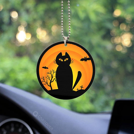 Creepy Black Cat Ornament Custom Halloween Pumpkin Car Accessories - Gearcarcover - 2