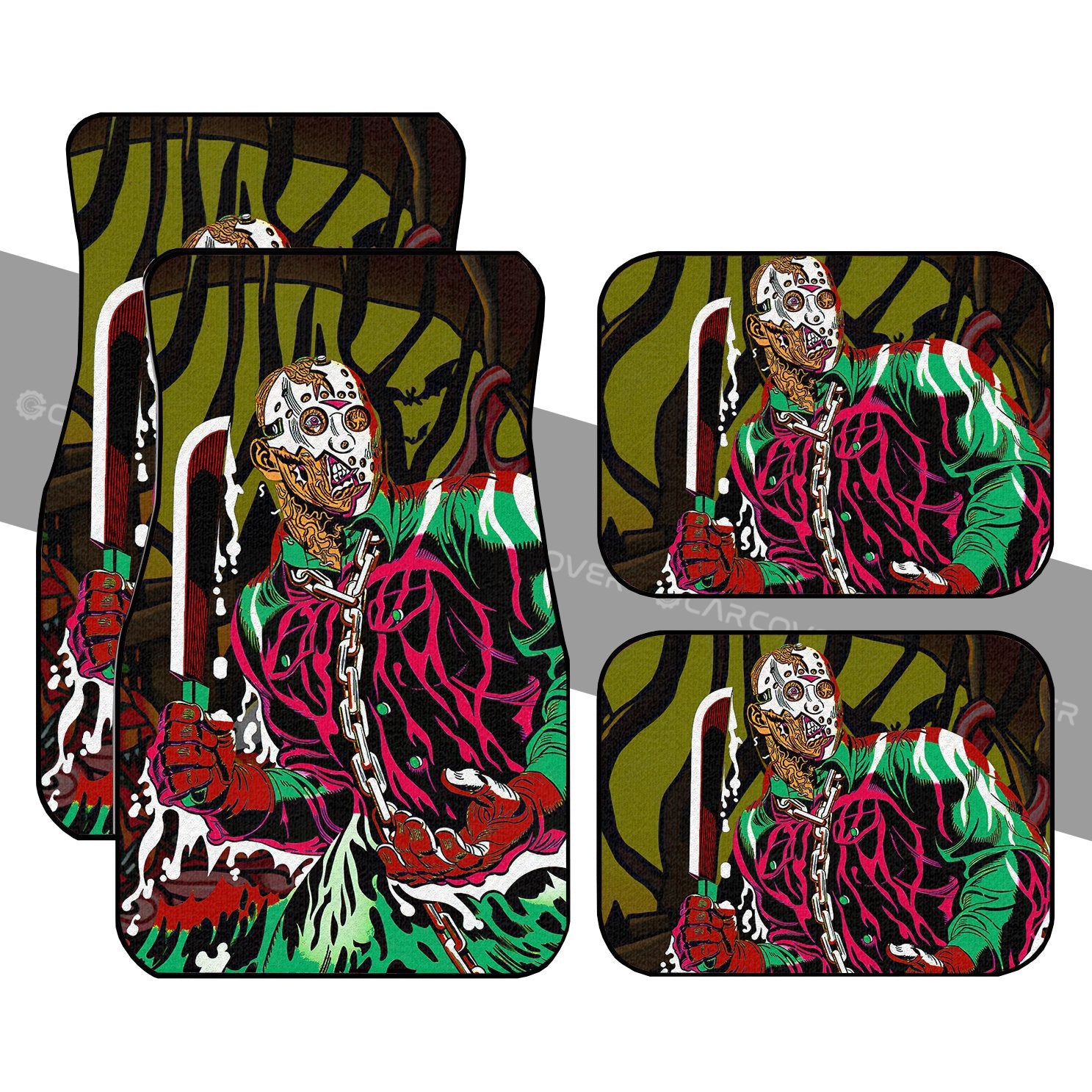 Creepy Jason Car Floor Mats Custom Car Accessories Horror Halloween Decorations - Gearcarcover - 1
