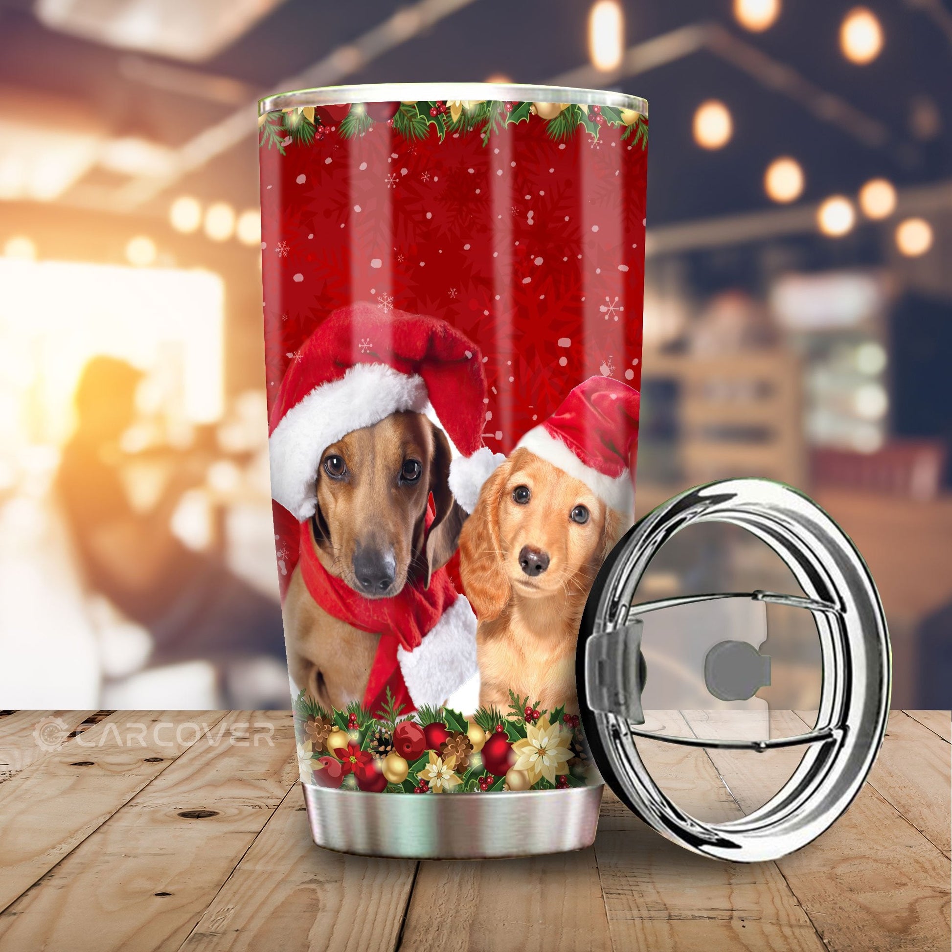 Cute Dachshunds Tumbler Cup Custom Car Interior Accessories Christmas - Gearcarcover - 2