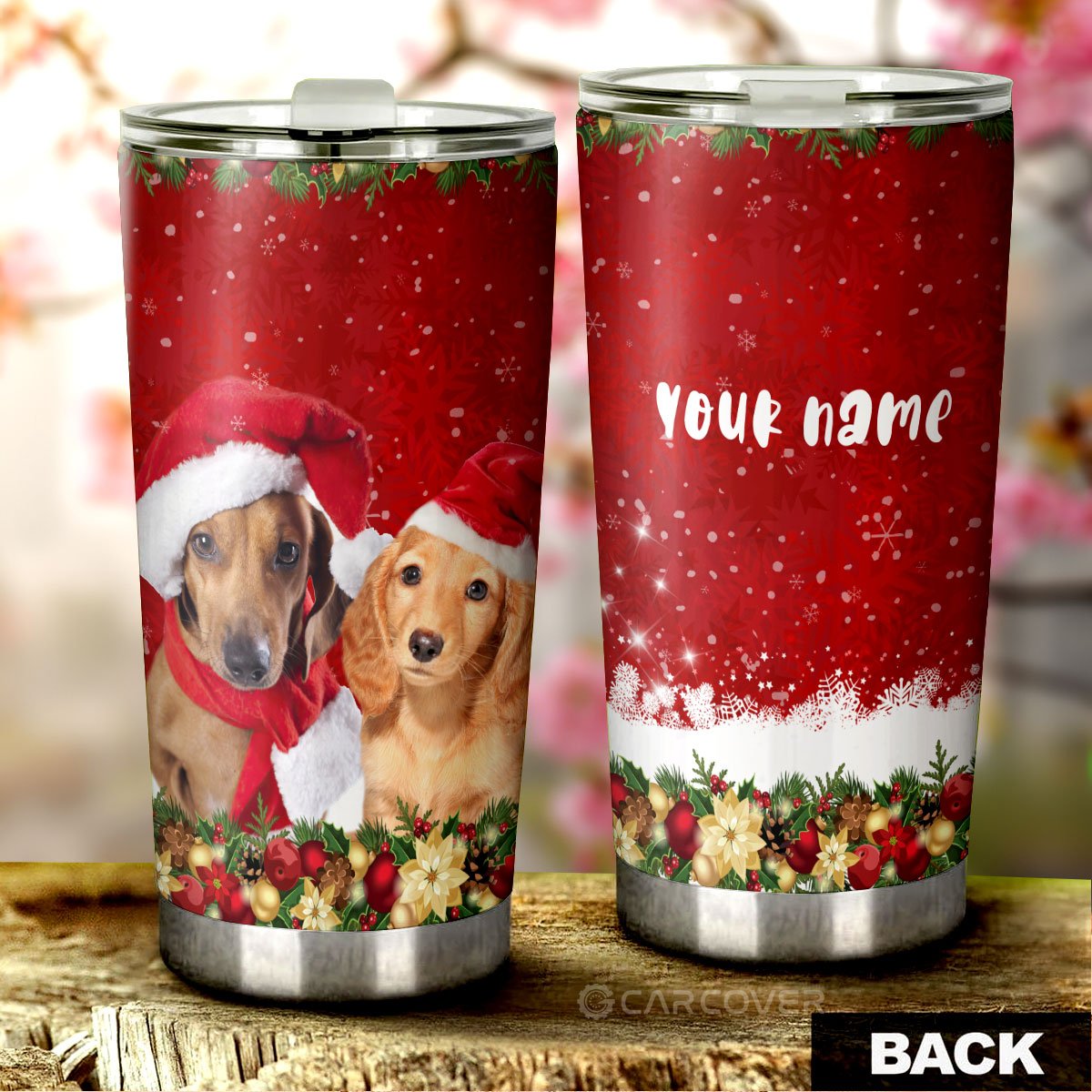 Cute Dachshunds Tumbler Cup Custom Car Interior Accessories Christmas - Gearcarcover - 1