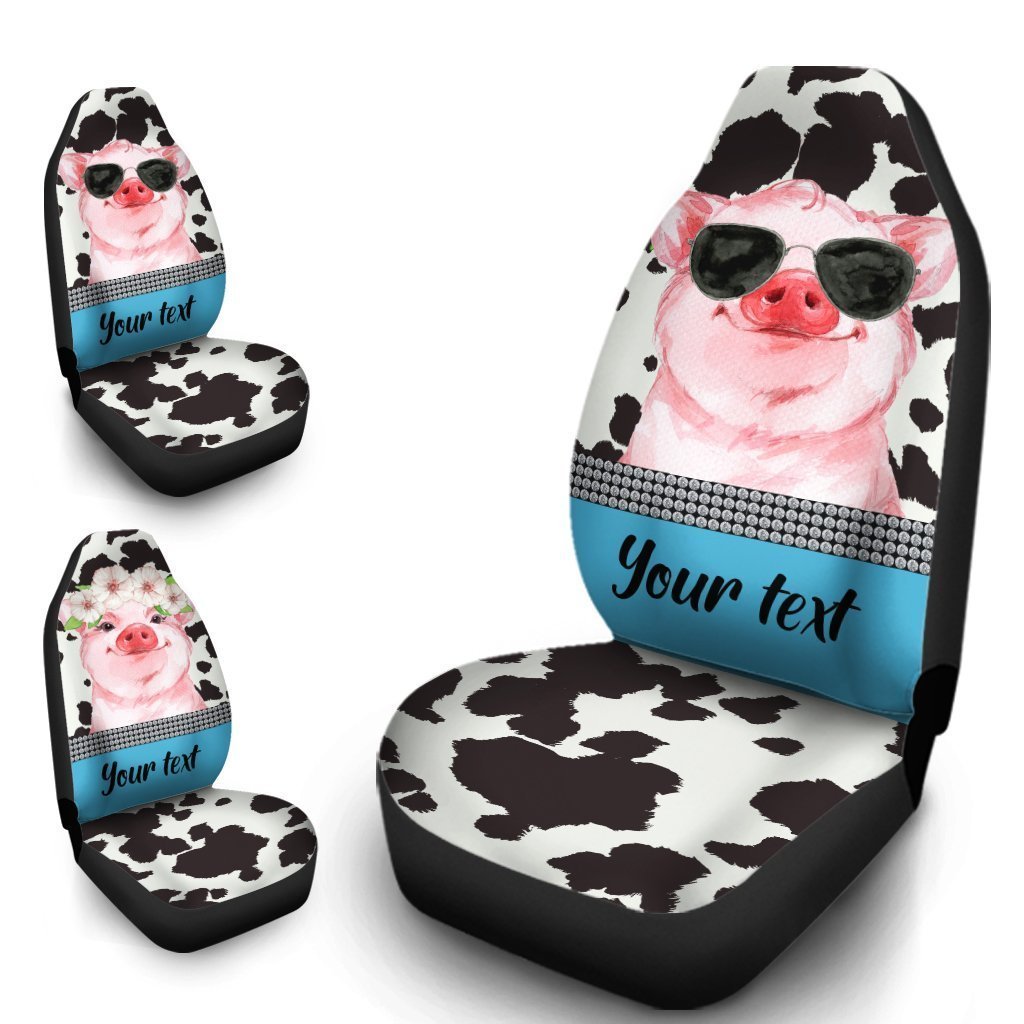 Cute Pink Pig Car Seat Covers Custom Name Car Interior Accessories - Gearcarcover - 4