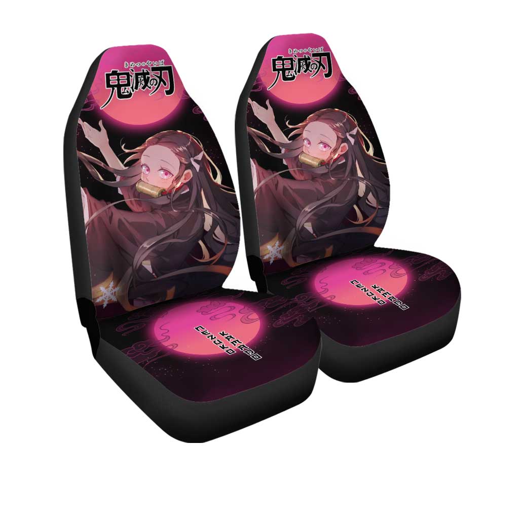 Demon Slayer Nezuko Car Seat Covers Custom Moonlight Anime Car Accessories - Gearcarcover - 3