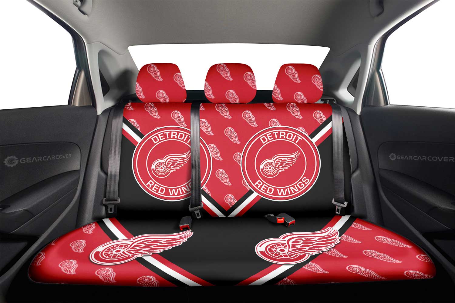 Detroit Red Wings Car Back Seat Cover Custom Car Accessories For Fans - Gearcarcover - 2