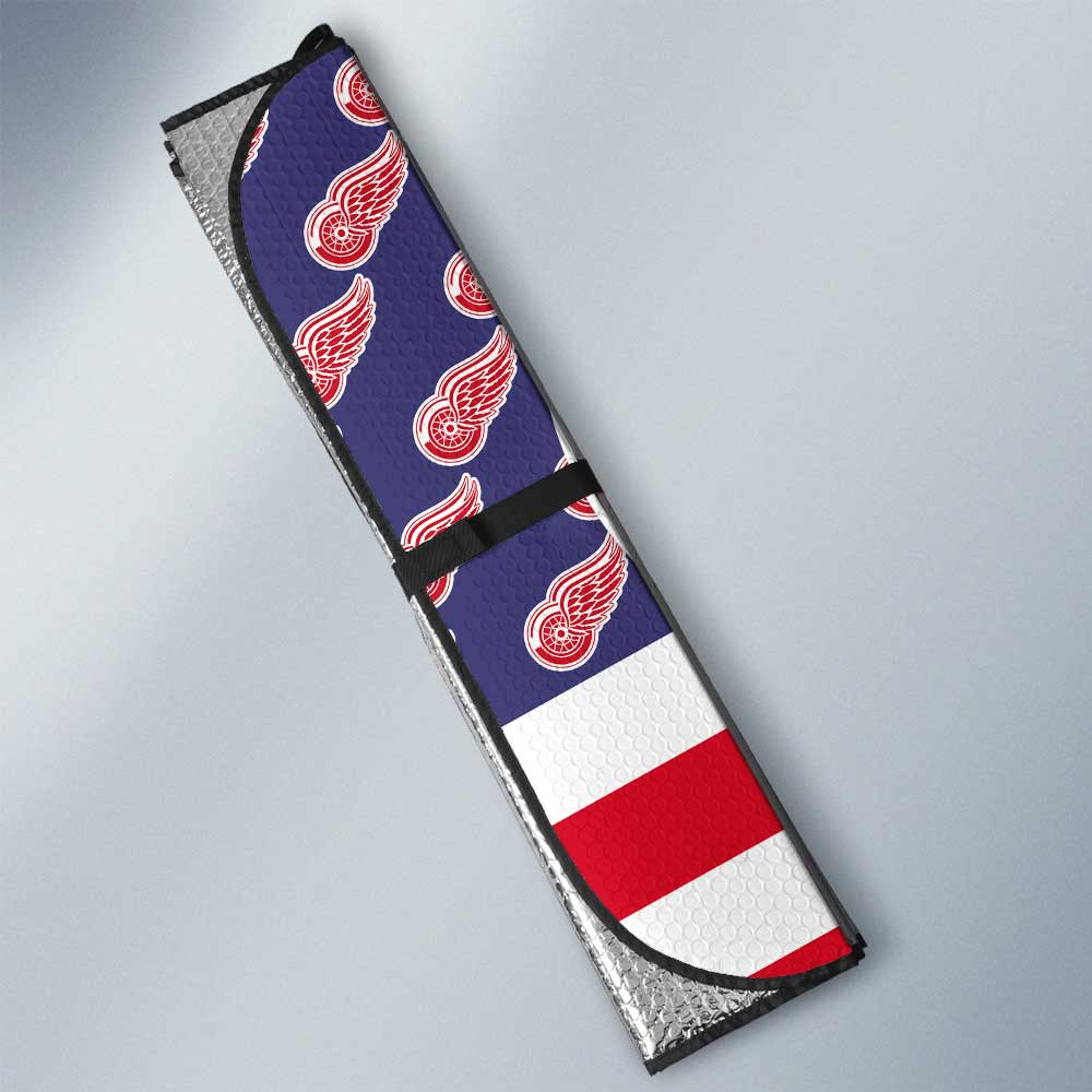 Detroit Red Wings Car Sunshade Custom US Flag Style - Gearcarcover - 3