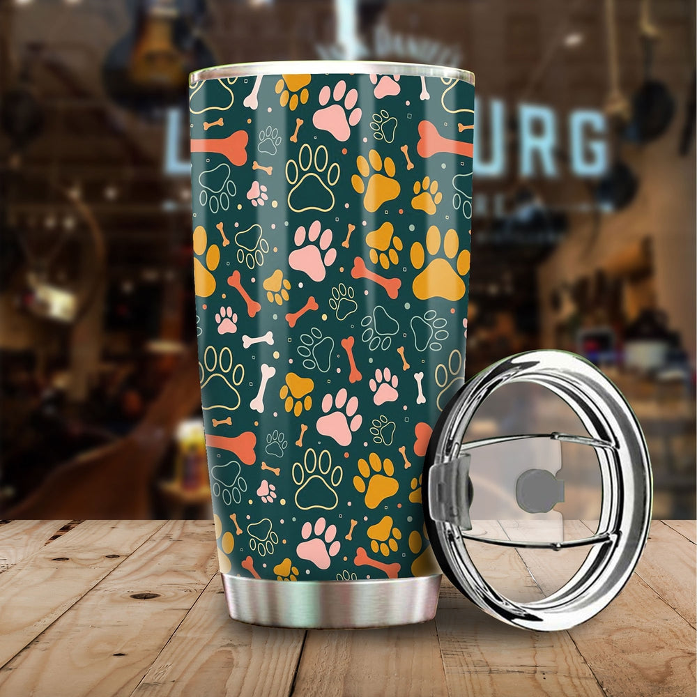 Dog Paws Tumbler Stainless Steel Vacuum Insulated 20oz - Gearcarcover - 2