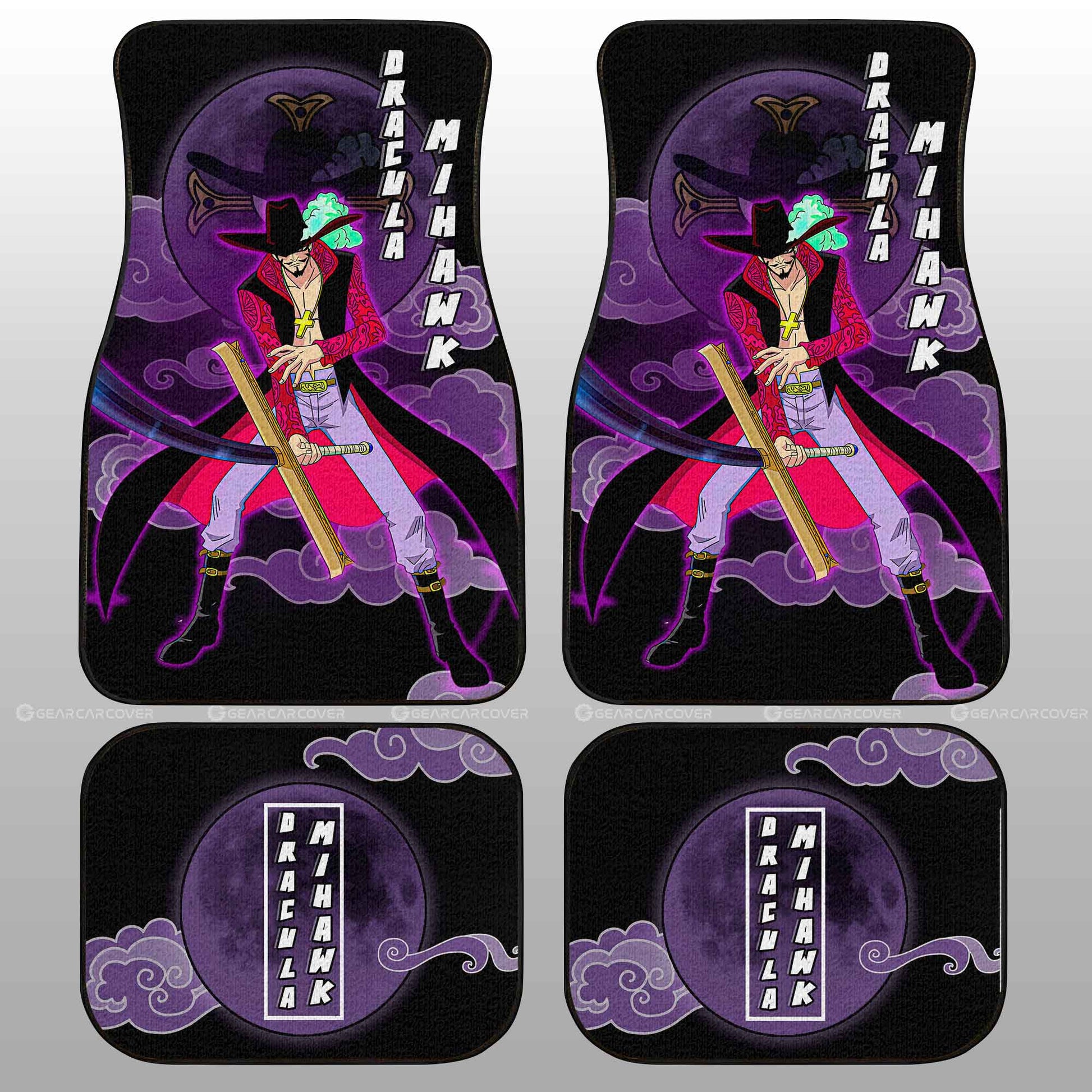 Dracule Mihawk Car Floor Mats Custom One Piece Anime Car Accessories For Anime Fans - Gearcarcover - 2