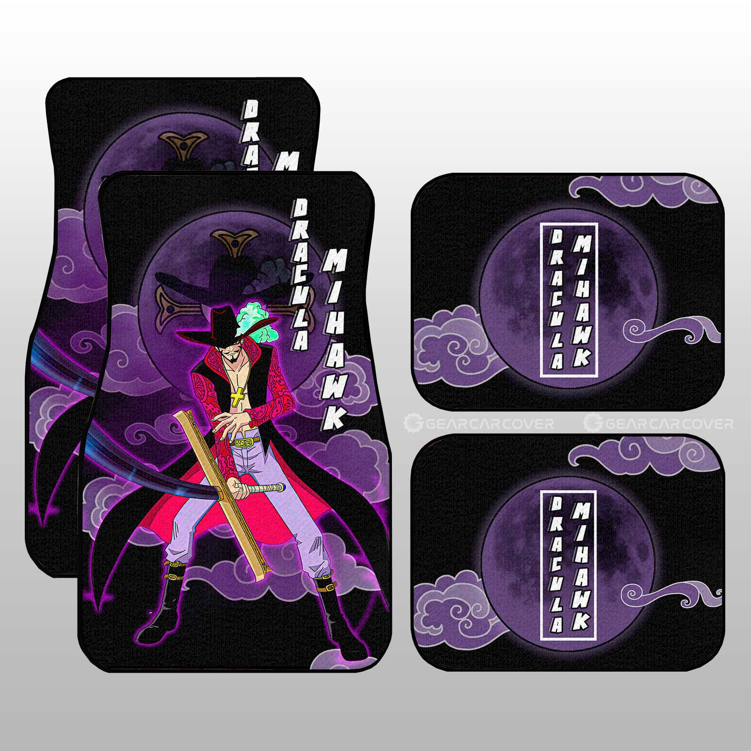 Dracule Mihawk Car Floor Mats Custom One Piece Anime Car Accessories For Anime Fans - Gearcarcover - 1