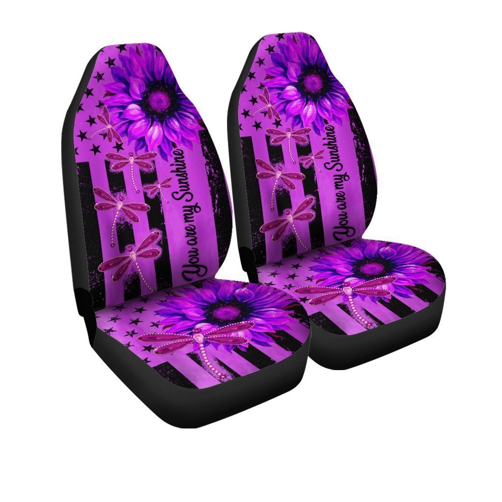 Dragonfly Car Seat Covers Custom Purple Sunflower Car Accessories - Gearcarcover - 3