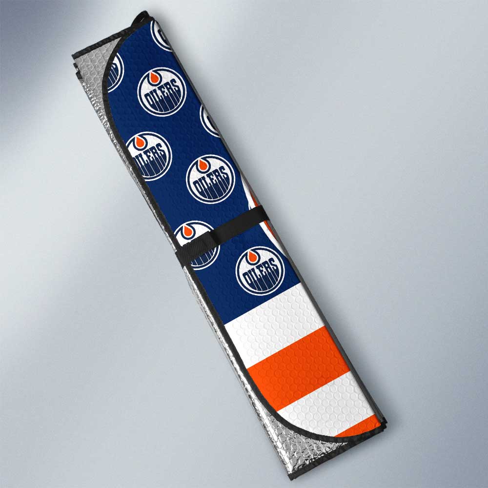 Edmonton Oilers Car Sunshade Custom US Flag Style - Gearcarcover - 3