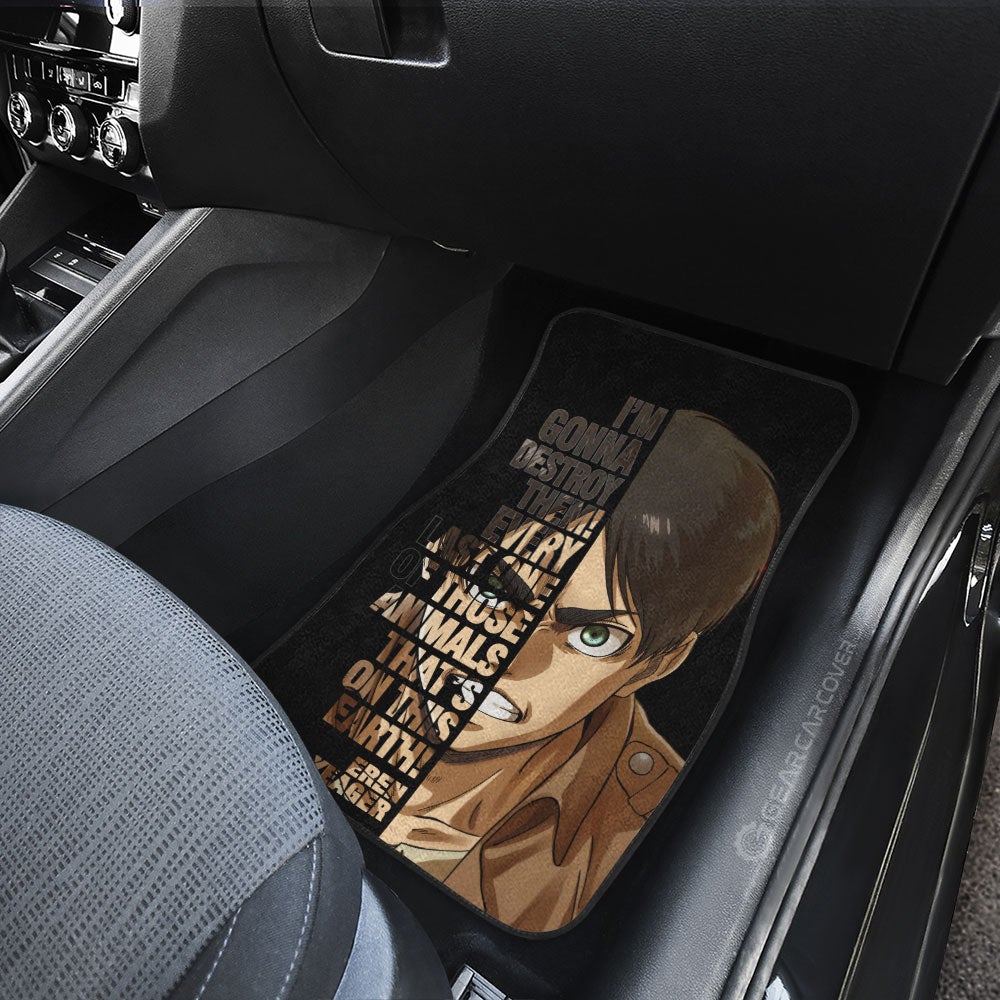 Eren Yeager Quotes Car Floor Mats Custom Attack On Titan Anime Car Accessories - Gearcarcover - 4