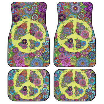 Floral Peace Car Floor Mats Custom Hippie Car Accessories - Gearcarcover - 1