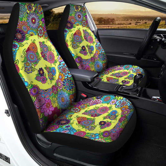 Floral Peace Car Seat Covers Custom Hippie Car Interior Accessories - Gearcarcover - 2