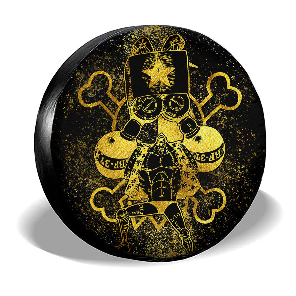 Franky Spare Tire Cover Custom One Piece Anime Gold Silhouette Style - Gearcarcover - 3