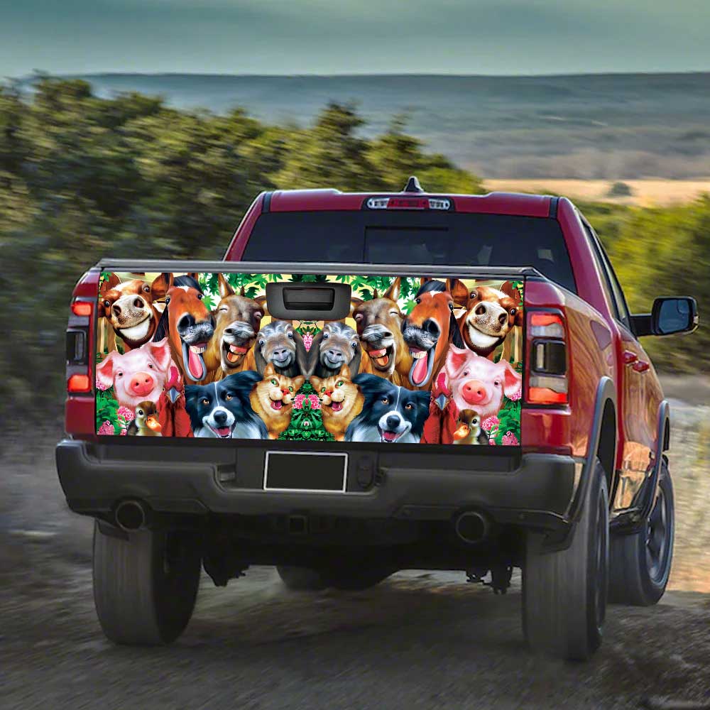 Funny Farm Animal Truck Tailgate Decal Custom Selfie Animal Car Accessories - Gearcarcover - 3