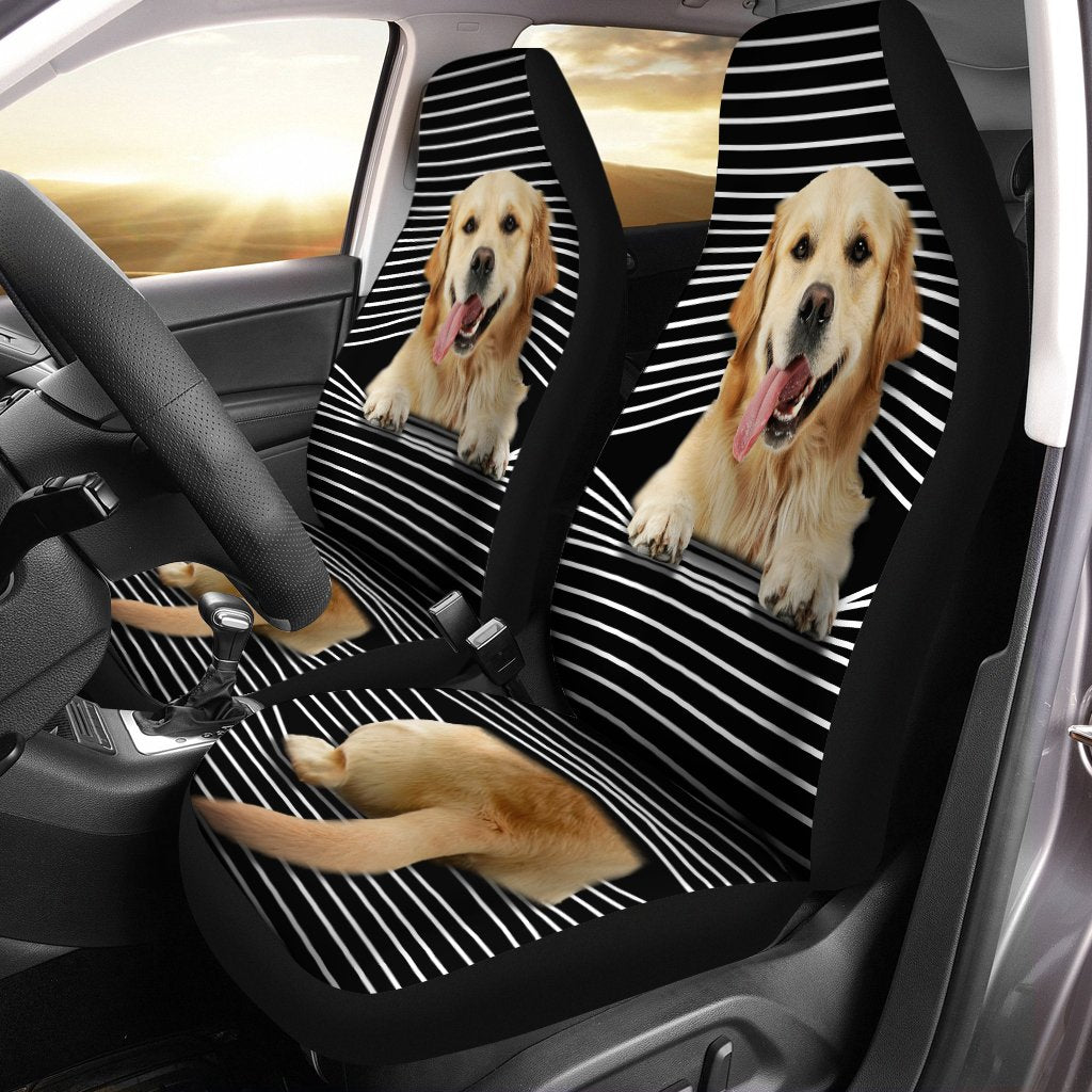 Funny Golden Retriever Car Seat Covers Custom Golden Retriever Car Accessories For Dog Lovers - Gearcarcover - 2