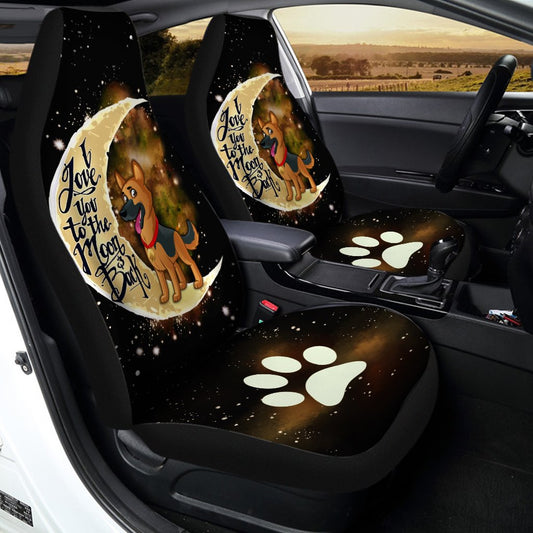 German Shepherd Car Seat Covers I Love You To The Moon and Back Cool Car Accessories Gift Idea For German Shepherd Trainers - Gearcarcover - 2