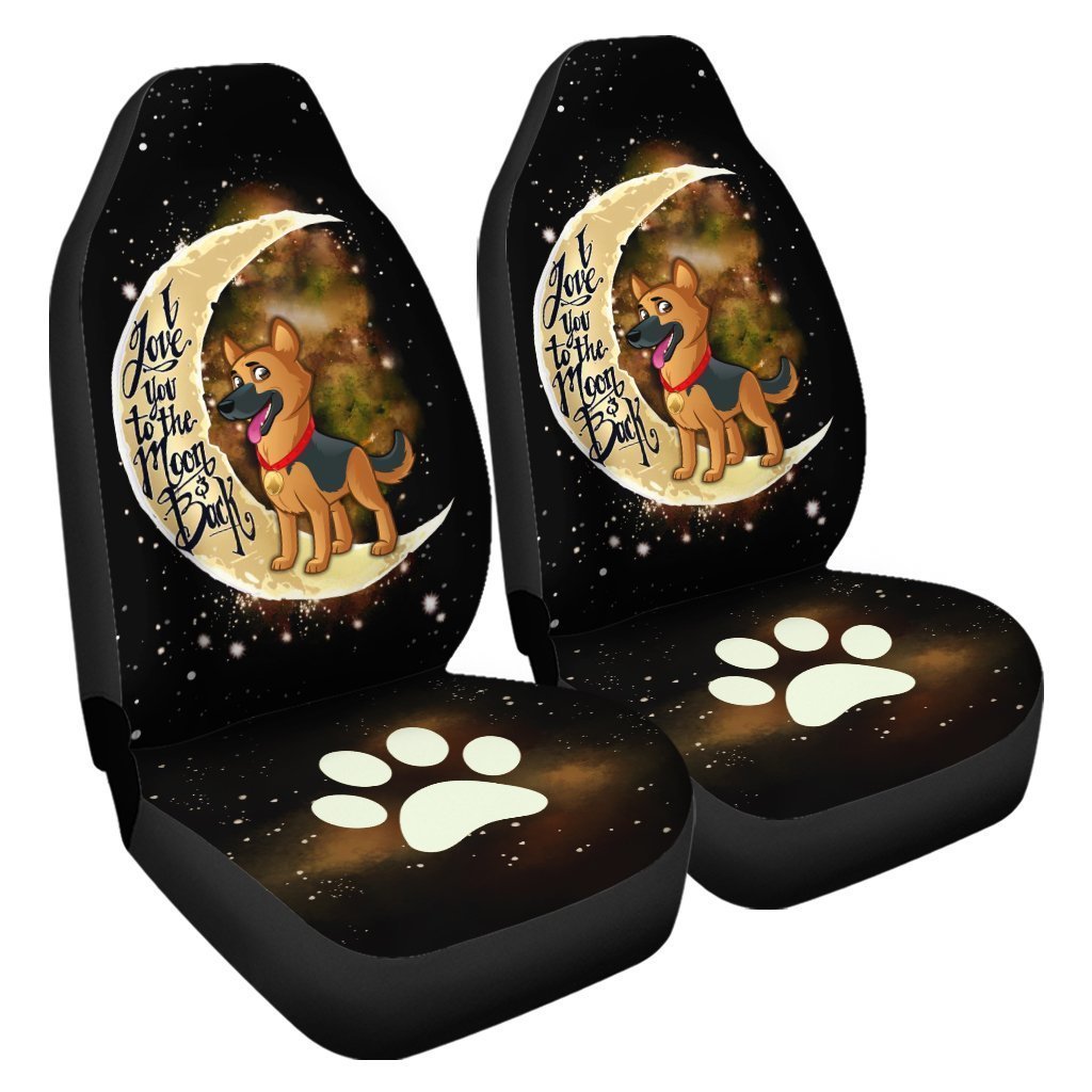 German Shepherd Car Seat Covers I Love You To The Moon and Back Cool Car Accessories Gift Idea For German Shepherd Trainers - Gearcarcover - 3