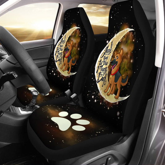 German Shepherd Car Seat Covers I Love You To The Moon and Back Cool Car Accessories Gift Idea For German Shepherd Trainers - Gearcarcover - 1