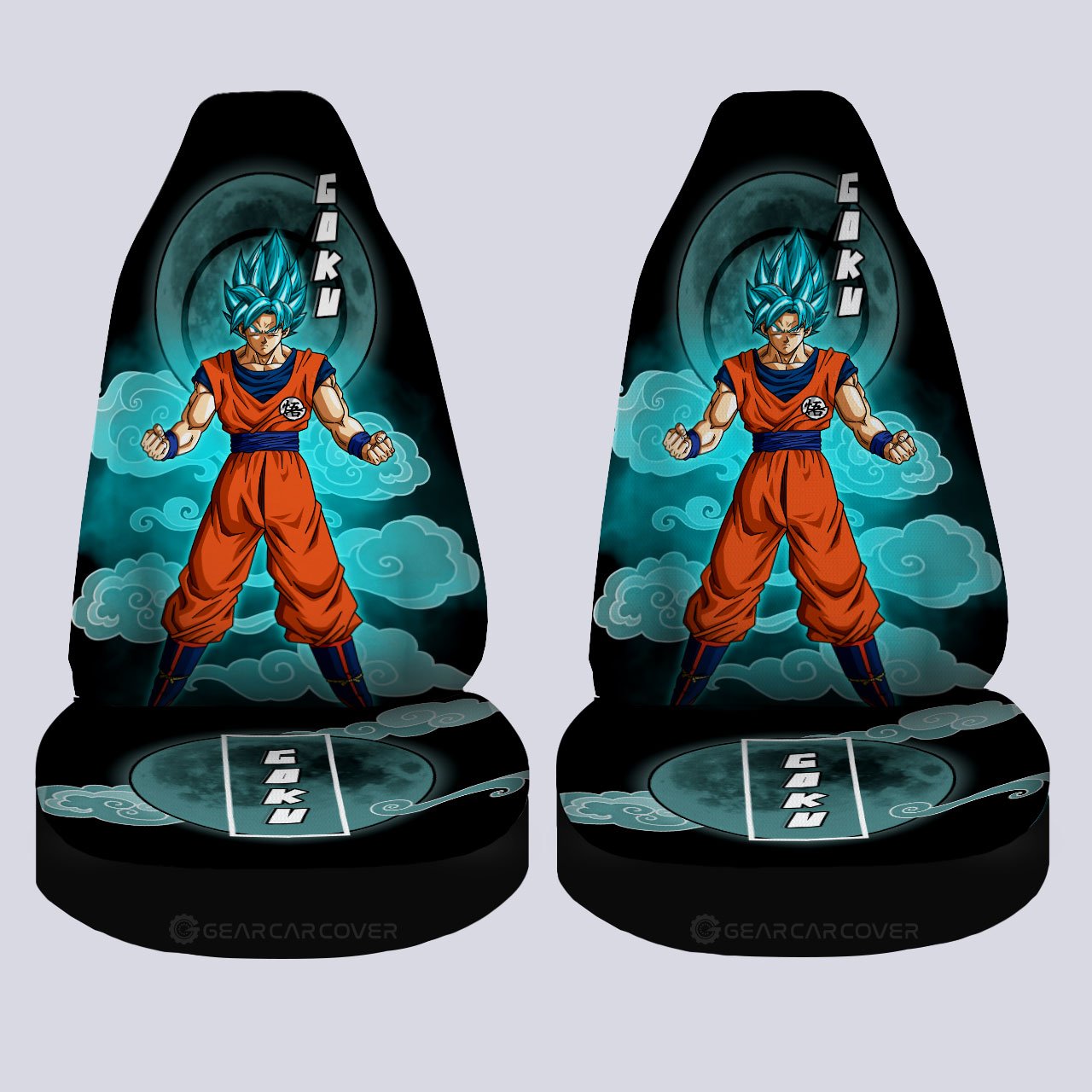 Goku Blue Car Seat Covers Custom Dragon Ball Anime Car Accessories - Gearcarcover - 4
