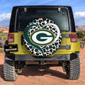 Green Bay Packers Spare Tire Cover Custom Leopard Heart For Fans - Gearcarcover - 2