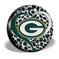 Green Bay Packers Spare Tire Cover Custom Leopard Heart For Fans - Gearcarcover - 3