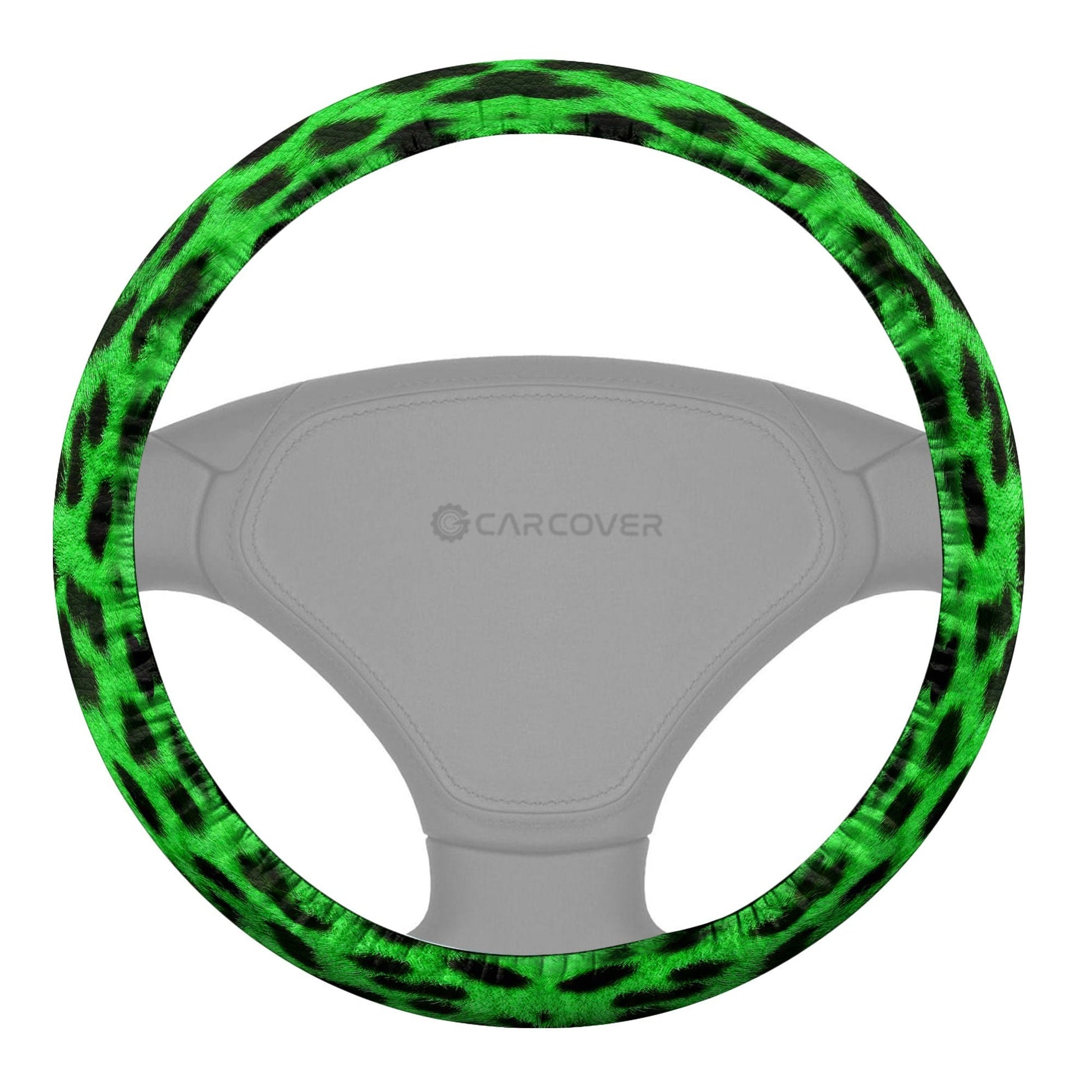 Green Cheetah Skin Steering Wheel Cover Custom Animal Skin Printed Car Interior Accessories - Gearcarcover - 1